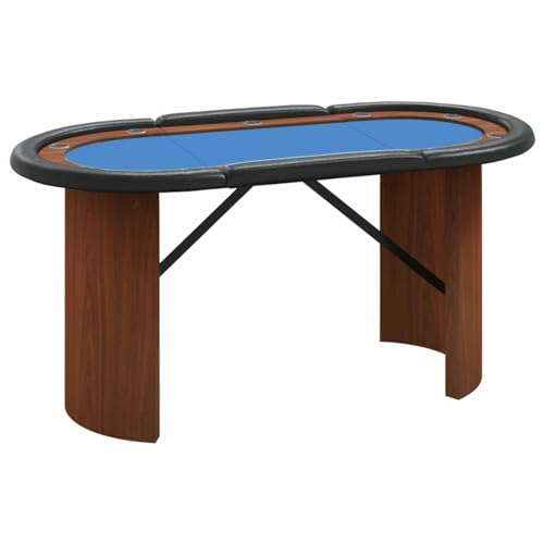 LAPOOH Pokertisch 10 Spieler Blau 160x80x75 cm, Poker Table, Spieltisch, Blackjack, Poker Tisch, Roulette Tisch, Deko Casino Poker – Bild 3
