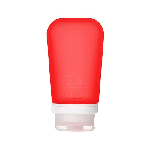 Image of humangear GoToob+ (Large) | Refillable Silicone Travel Bottle | Locking Lid | Food-Safe Material | Red, Large (3.4 fl.oz.; 100ml)