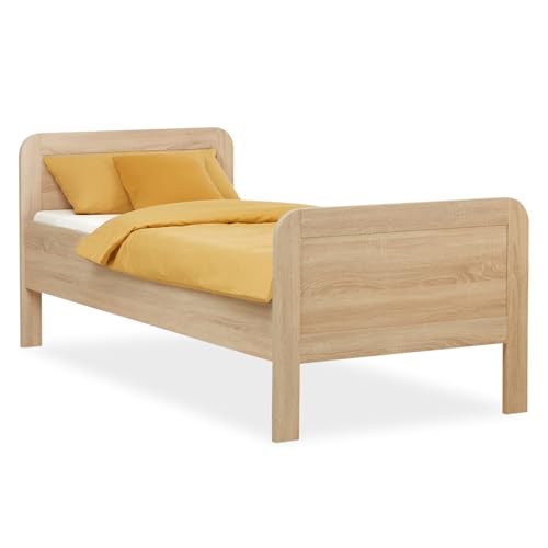 Homestyle4u Komfortbett Bett Senioren Seniorenbett 100x200 Komforthöhe Natur Holz erhöhter Einstieg extra hoch
