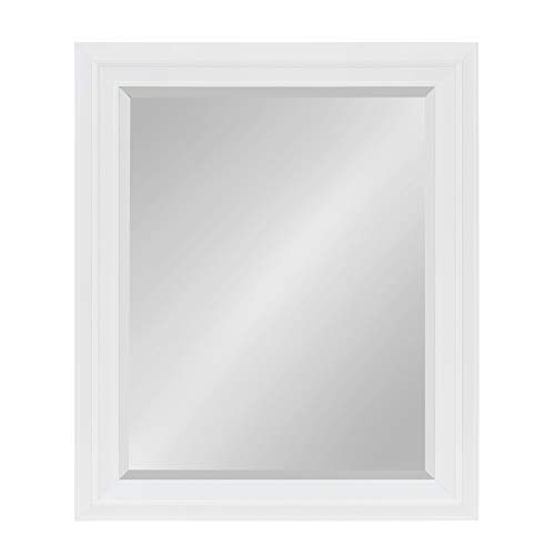 Kate and Laurel Whitley Classic Decorative Framed Beveled Wall Mirror, Large 27.5x33.5, White