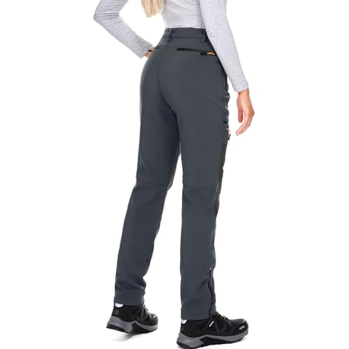 yeyity Damen Wanderhose Wasserdicht Softshellhose Skihose Winddicht Warm Gefüttert Winter Outdoorhose Schneehose Snowboardhose Trekkinghose(6081,Grau,XL)