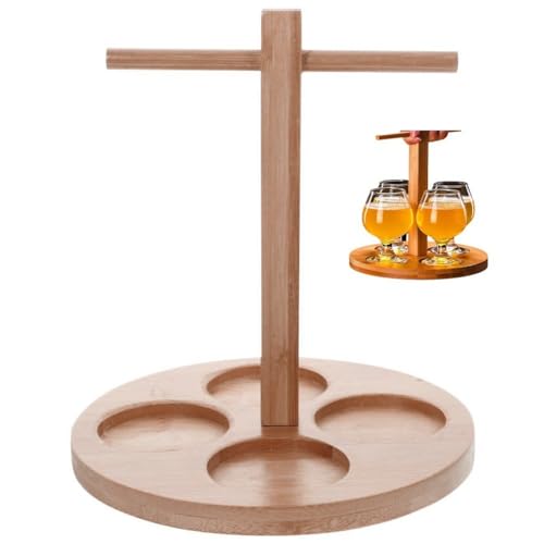 Lpitoy - Lpitoy Plateau De Service en Verre De Bière, Dégustation De Bois, 4 Fentes, Vols De Bière, Échantillonneur, Plateau De Service, Ensemble De Service en Verre, Plateau De Service De Bière