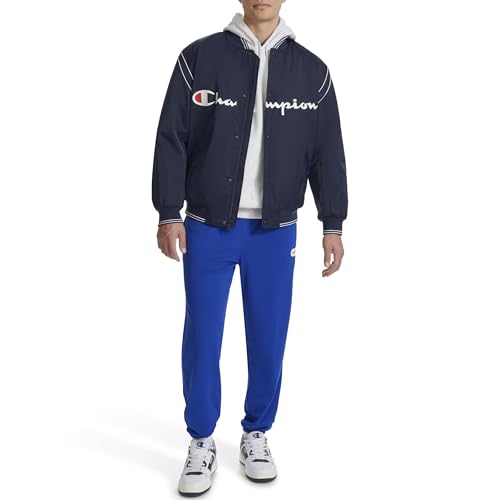 Champion Men's Satin Varsity Bomber Jacket with Logo2