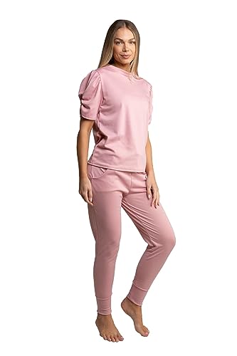 Ensemble de survêtement 2 pièces pour femme avec haut court froncé et style manches bouffantes