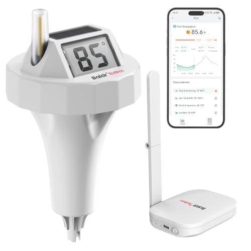 BaldrTherm WiFi Smart Pool Thermometer, IPX8 Waterproof Floating Digital Water Temp Monitor with App, Easy Reading & Alert Notifications for Ponds, Hot Tubs, Swimming Pools by BaldrTherm - Used condition - US$26.32