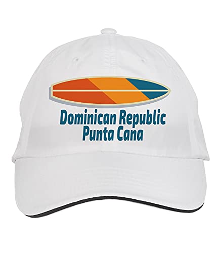 Makoroni - Dominican Republic Punta Cana Surf Surfing Beach Hat Adjustable Cap, DesC7 White