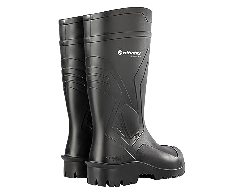 Foto von ALBATROS Arbeitsgummistiefel Protector Plus S5 – Hochwertige Arbeitsschuhe für Herren – Wasserdichte Gummistiefel mit Stahlkappe & Durchtrittschutz Schwarz Größe 44