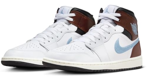 NIKE Air Jordan 1 Mid SE Men's Shoes (FQ7831-142, White/Black/Sail/Blue Grey) Size 11.52