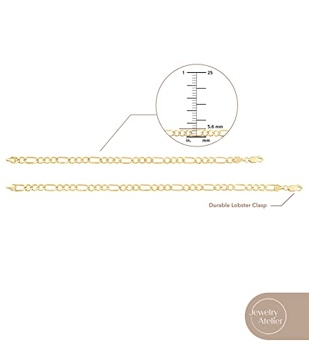 Jewelry Atelier Gold Filled Chain Bracelet Collection - 14K Solid Yellow Figaro Chain Bracelets For Women And Men With Different Sizes thumb #4