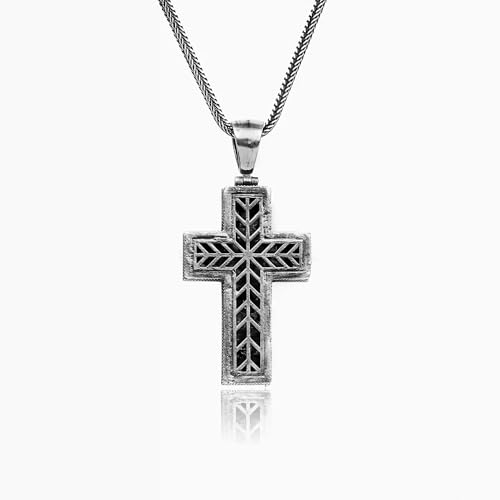 Handmade Skulls In Cross Necklace, Biker Gothic Medieval, 925 Sterling Silver Chain Pendant, Christian Religious Gift Necklace2