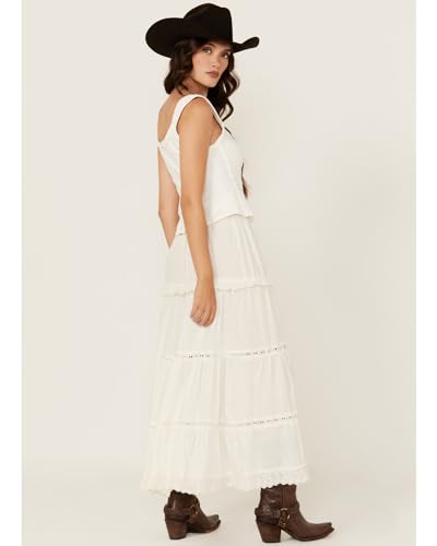 Angie Women's Swiss Dot Maxi Skirt with Eyelets and High Slit3