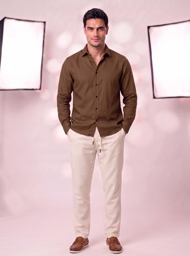 Image of Men's Cotton Blend Solid Casual Shirt Regular Fit Full Sleeve Shirt for Men Plain Formal & Casual Wear Collared Button Down Shirt