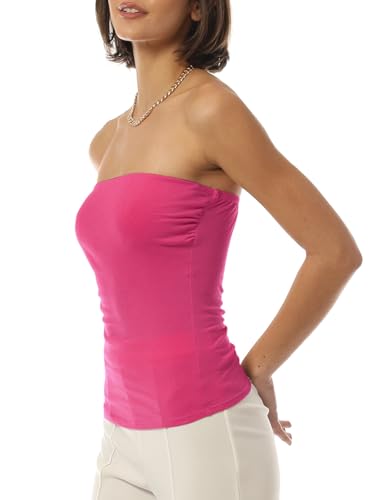 Image of MixMatchy Women's Stretchy Strapless Tube Top Y2K Bandeau Top