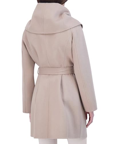 Image of TAHARI Womens Double-faced Luxury Soft Wool Blend Peacoat Removable Belt Wool Coat Oversized Collar