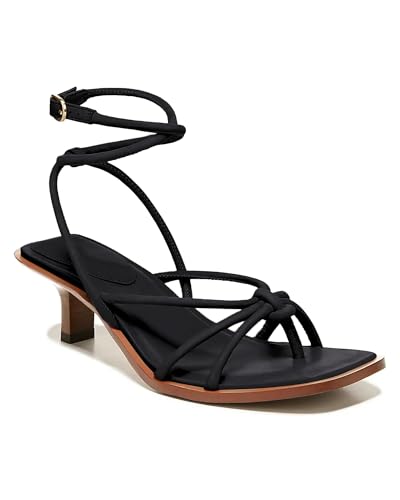 Image of Coutgo Womens Strappy Heels Sandals Thong Gladiator Square Open Toe Low Kitten Heeled Criss Cross Ankle Strap Summer Dress Wedding Shoes