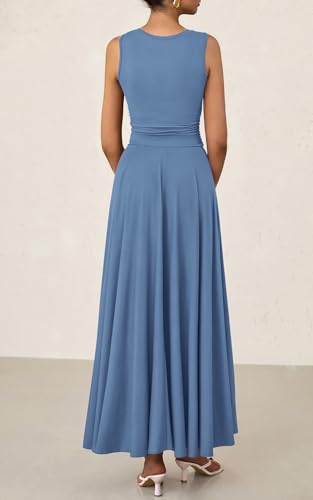Image of PRETTYGARDEN Womens Summer Dresses 2026 Casual Sleeveless Crewneck Aline Maxi Dress Stretch Tank Flowy Long Dresses