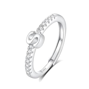 INFUSEU 925 Sterling Silver Initial Ring Stacks for Women Teen Girls Adjustable Size, Meaningful Personalized Gifts for Her