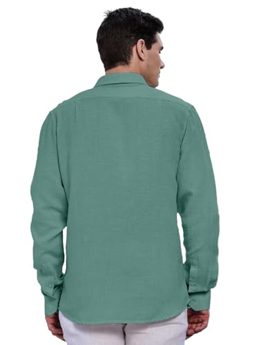 Image of Classic Black Linen Cotton Button-Down Shirt, Full Sleeves, Slim Fit, Casual Wear