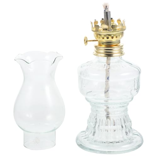 Beavorty Lámpara de Aceite Retro con Cubierta de Vidrio a Prueba de Viento y Mecha de Algodón para Crear Ambiente Especial en Cortes de Energía y Decoración