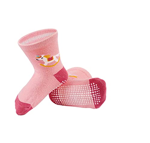 Image of Organic Cotton Ankle Length Anti Slip Socks For Baby With Grip 0-36 Months-Cartoon, Multicolored