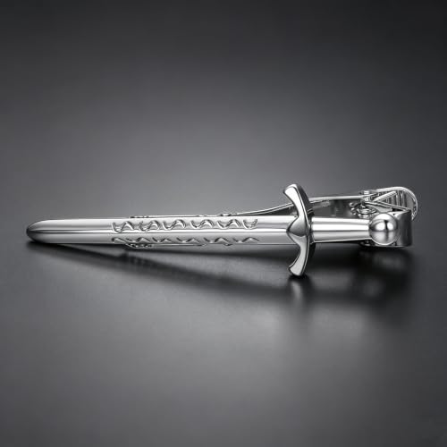 Image of Sword Tie Clip Pins for Men Unique Novelty Silver Gold Tie Bar