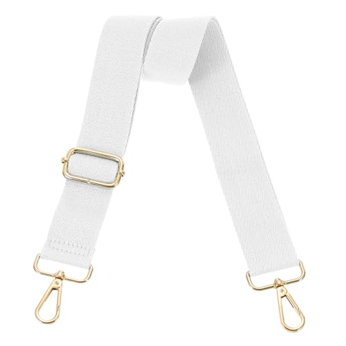 Image of uxcell Wide Shoulder Strap, 3.8cm Adjustable Purse Strap Replacement Crossbody Strap for Shoulder Bag Handbag, White, Light Gold Pull Core Buckle
