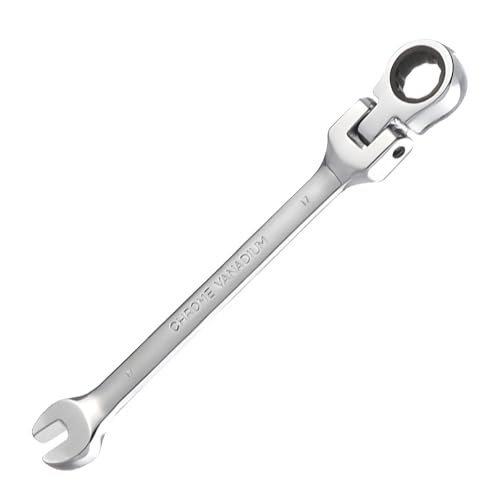 Binmiza 17mm Ratchet Spanner CR-V Flexible Head Ratcheting Spanner with 72-Tooth Gear 180 Pivot Ratchet Wrench for Tight Spaces Heavy Duty Combination Wrenches for Auto Repair & DIY