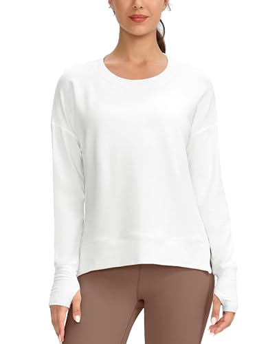 G Gradual Sweatshirt for Women Buttery Soft Yoga Tops Crewneck Modal Pullover Shirts Side Slit Thumb Holes