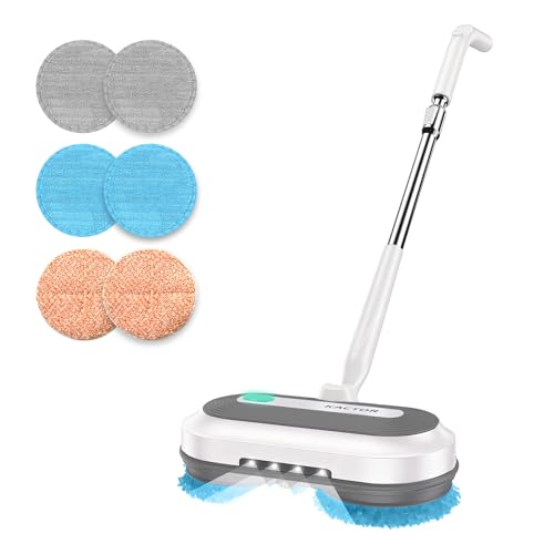 Cordless Electric Spin Mop, Electric Floor Cleaner with Water Sprayer & LED Headlight, 50mins Working Time, 290ml Water Tank, Adjustable Tube, Self-Propelled Multi-Surfaces Floor Mop for Home Cleaning