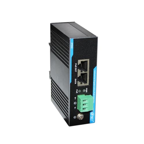 HYN@NET Gigabit Industrial PoE Injector 60W IEEE802.3at /af Compliant 45V-56V DC Input PoE Power Adapter with Din-Rail Installation