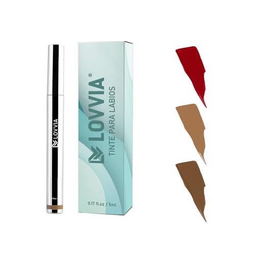 Tinte Labial Lovvia - Larga Duración, Resistente al Agua y Transferencia Cero - Color Natural e Intenso, Ligero e Hidratante, No Mancha, Ideal para Todo Tipo de Labios (Rojo vino, Estándar)