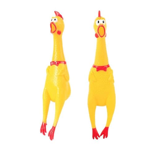 2 Pack Rubber Screaming Chicken Toy Yellow Rubber Squeaking Novelty and Durable Screaming For Pets Funny Squeaky Chicken 17cm Turkey Dog Toy