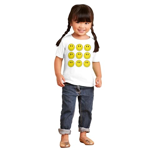 Brisco Brands Positive Happy Faces Smile Emoticons Toddler Baby Graphic T Shirt4