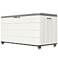ZZM 110 Gallon Outdoor Deck Box with Wheels, Waterproof Resin Storage Cabinet for Patio