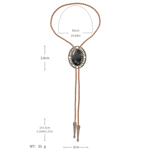 Image of Jeilwiy Bolo Tie for Men Real Stone Westwern Cowboy Ties Silver Bolos Women Leather Necktie Gift for Birthday Christmas