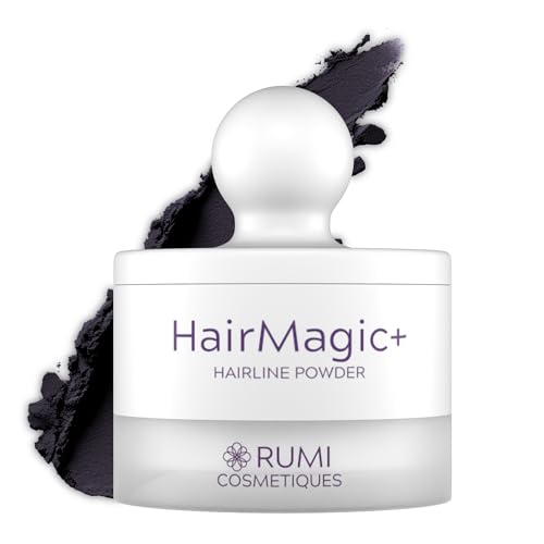 Rumi Cosmetiques HairMagic+ Root Touch Up Powder for Mature Women Instant Gray Hair Coverage & Hairline Filler Water-Resistant Natural Finish with Argan Oil & Vitamin E (Charcoal Brown)