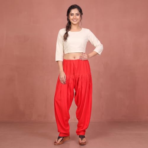 Image of FASHION GALLERY Women's Rayon Relaxed Fit Patiala Salwar with Full Length Drawstring Closure Type and Flexible Waist | Patiala Pant for Woman Free Size Fit Upto XXL