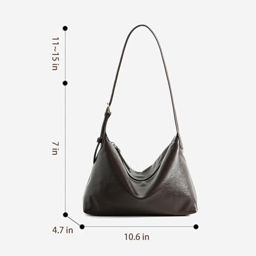 JIUFENG Genuine Leather Shoulder Tote for Women, Womens Casual Hobo Bag, Underarm Handbag for Work2
