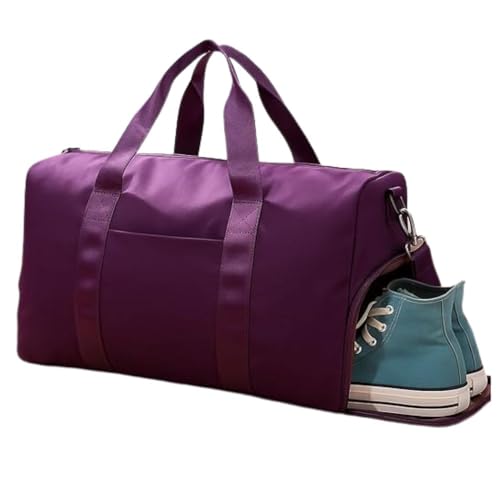 Bolsa Mala de Viagem Super Grande 40L – Poliéster Resistente, 5 Compartimentos com Zíper, Bolso Impermeável, Alças Removíveis, Transversal Unissex (Roxo)