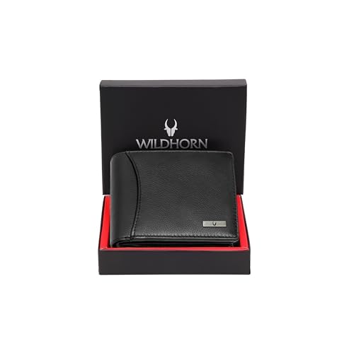 WildHorn Leather Wallet for Men, Black,(Pack of 1)