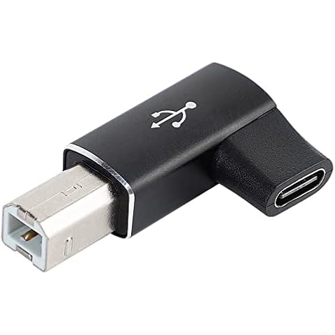 SUPERNIGHT USB Typ C auf USB B Convert Connector, USB C Buchse auf Midi Stecker 90 Grad Adapter Kompatibel mit Druckern, MIDI, E-Pianos, Synthesizern und unterstützt Data Sync Laptops HP Dell etc Cover