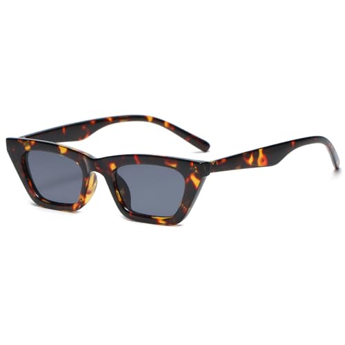 Long Keeper Vintage Cateye Sonnenbrille Damen Eckige Sonnenbrille Katzenaugen 90er Retro Cat Eye Brille Modern Sonnenbrillen für Frauen UV400 Schutz