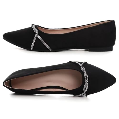Image of Stunner Womens Flats Fashion Pointed Toe Bowknot Ballet Flats Cute Slip On Dress Flats Comfortable Party Wedding Flats2