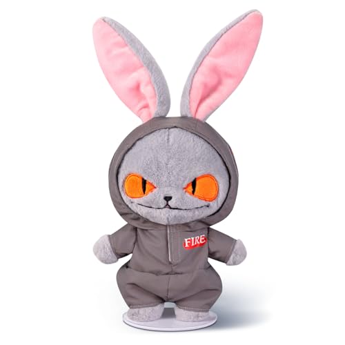 Ptuorye Fire Rabbit Bunny Plush Figure Toy, Stuffed Animal Creepy Doll for Boys and Girls, Animal Toy with Movable Limbs, 12’’, Halloween Decor, Grey -  CHUNYOU001