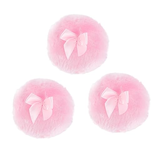 LIFKOME 3Pc Powder Puff Long Applicator for Talcum Prickly Heat Powder Safe Soft Design for Use Pink Color for Delicate Skin