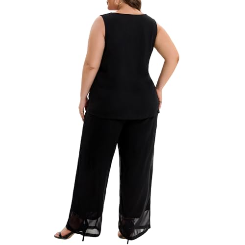 3 Piece Mother of The Bride Pant Suits Plus Size Chiffon Sets Embroidered Laces Wedding Guest Outfit with Jacket4