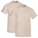 Hanes Men's Short Sleeve Pocket Beefy-T (Pack of 2), Sand, XL