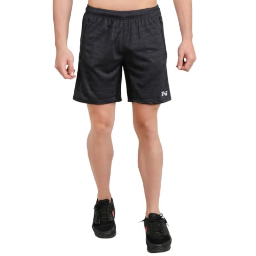 Image of NINQ Men's Sports Shorts Pack of 2 | Casual Gym Shorts with Side Zipper Pockets, Elastic Waist & Quick-Dry Comfort for Running & Workout
