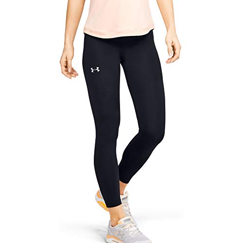 Under Armour Women's Qualifier Speedpocket Perforated Running Crop , Black (001)/Reflective , Medium