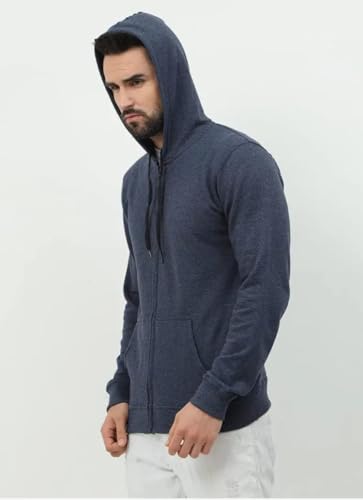 Image of Rudra Men Cotton Blend Hoodies Winter Wear Zipper Hoodie Hooded Sweatshirt Winter Hoodies Stylish Huddy Pullover Warm Hudi XL